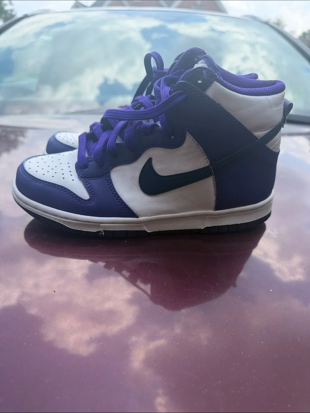 Nike Kids Dunks Purple and White High-Top Sneakers